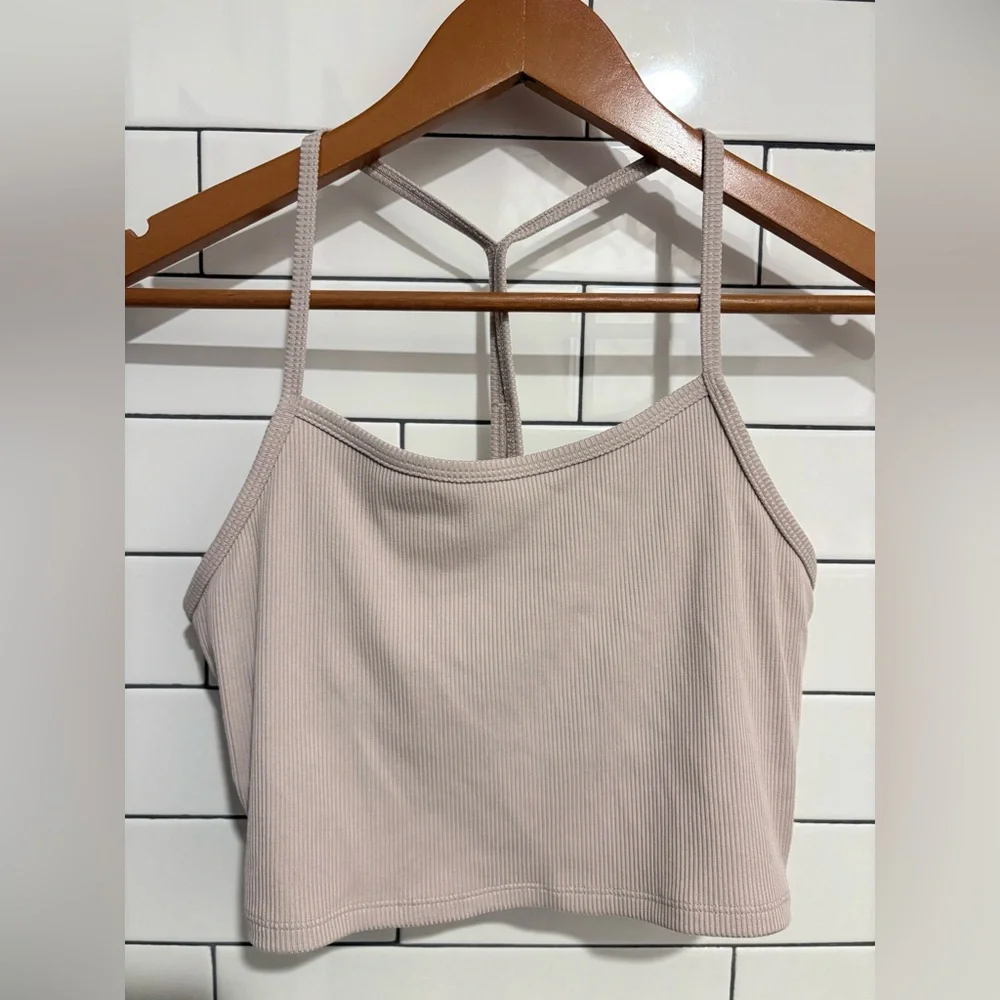 Alo Yoga Alosoft Ribbed Crop Calm Tank - Dusty Pink M